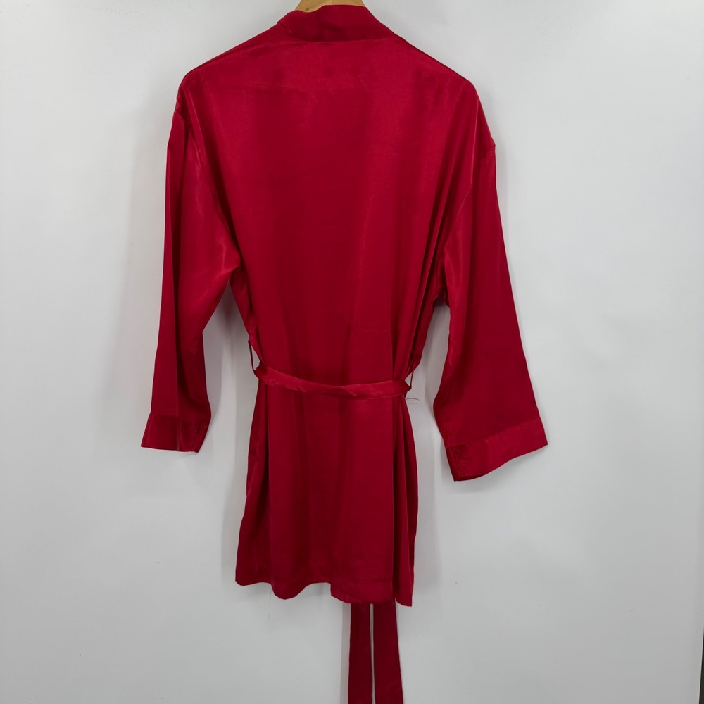 Victoria's Secret Robe Women O/S Red Satin Silk Feel Wrap Pockets Tie Waist - Picture 2 of 4
